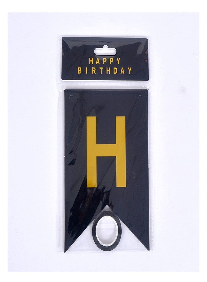 AFTERSTITCH Happy Birthday Banner For Boys Kids Girls Men Women Husbands Wife Friends Party For Wall Decoration To Be Placed With Foil Balloons Items Black Golden Color (Birthday Banner Design 1) - Image 4